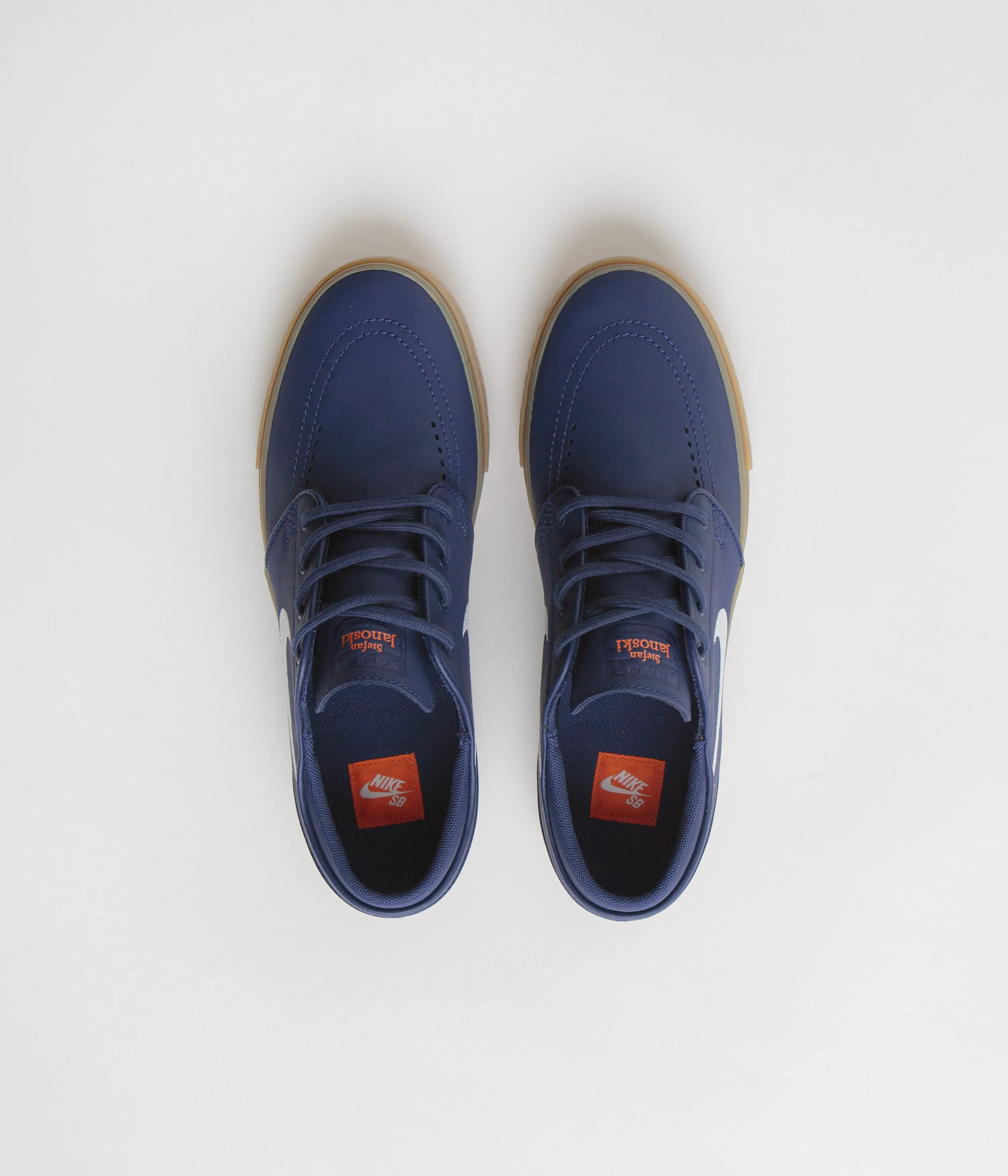 Nike SB Orange Label Janoski OG  Shoes - Navy / White - Navy - Gum Light Brown