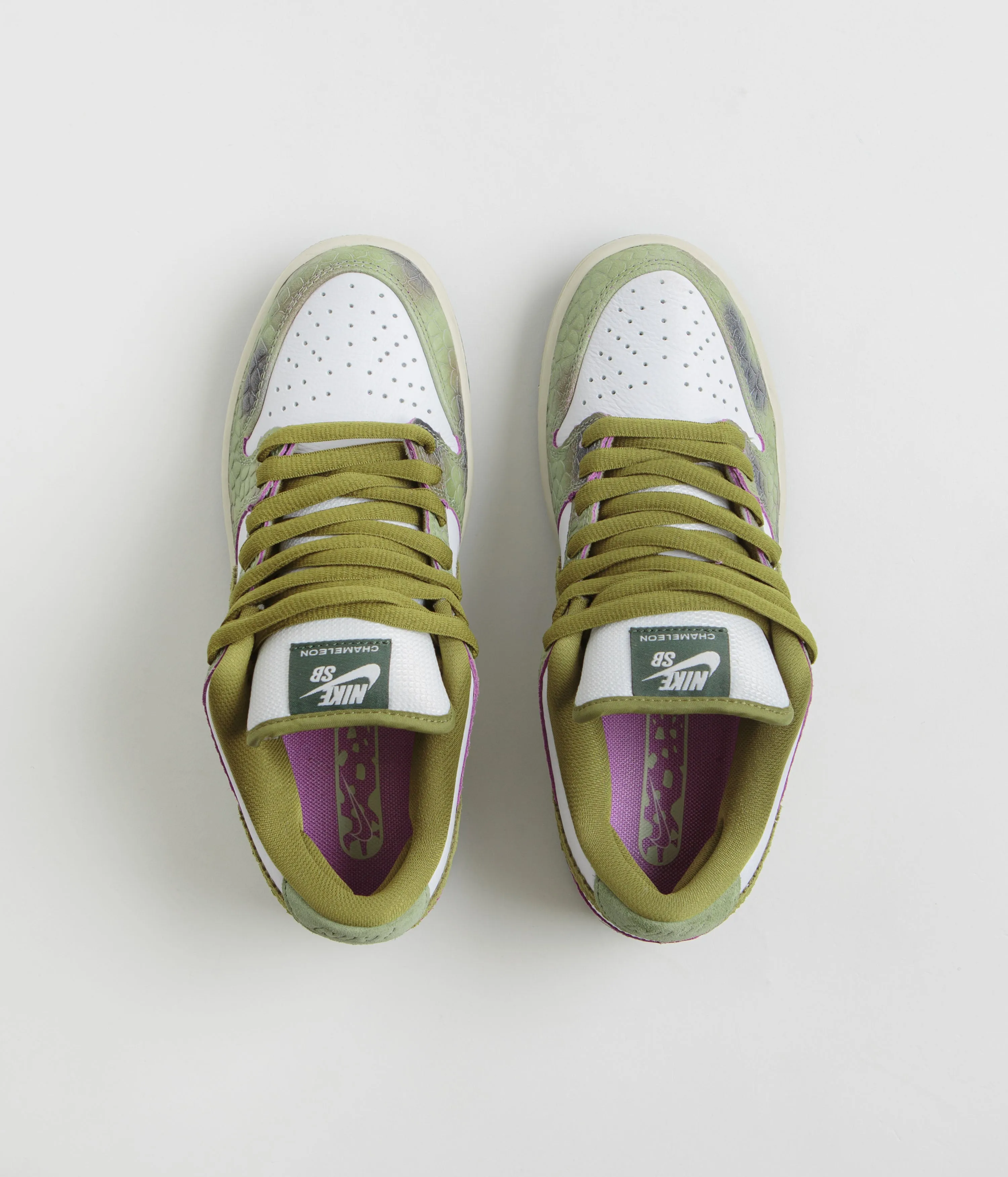 Nike SB x Alexis Sablone Dunk Low Pro 'Chameleon' Shoes - Oil Green / Desert Moss - White