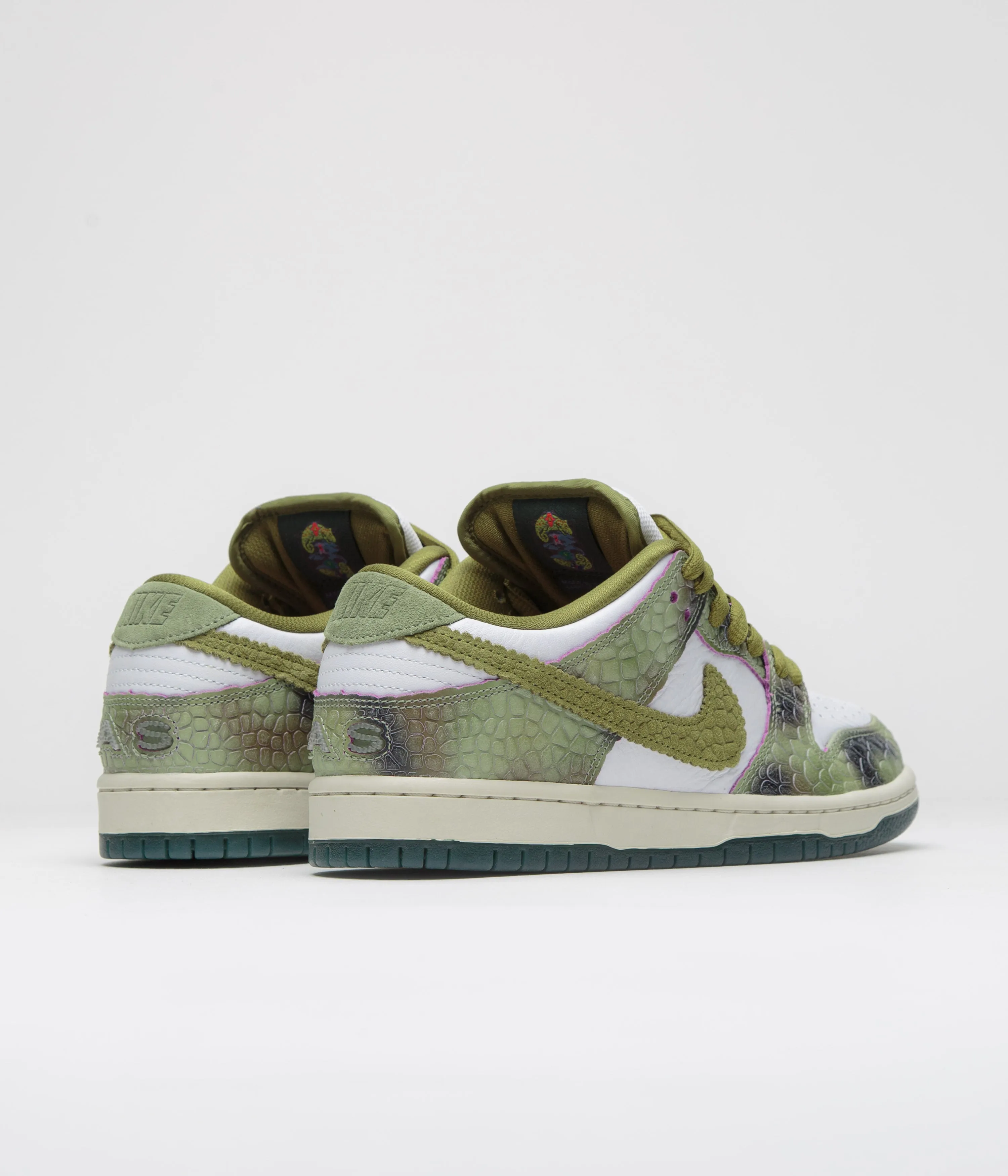 Nike SB x Alexis Sablone Dunk Low Pro 'Chameleon' Shoes - Oil Green / Desert Moss - White