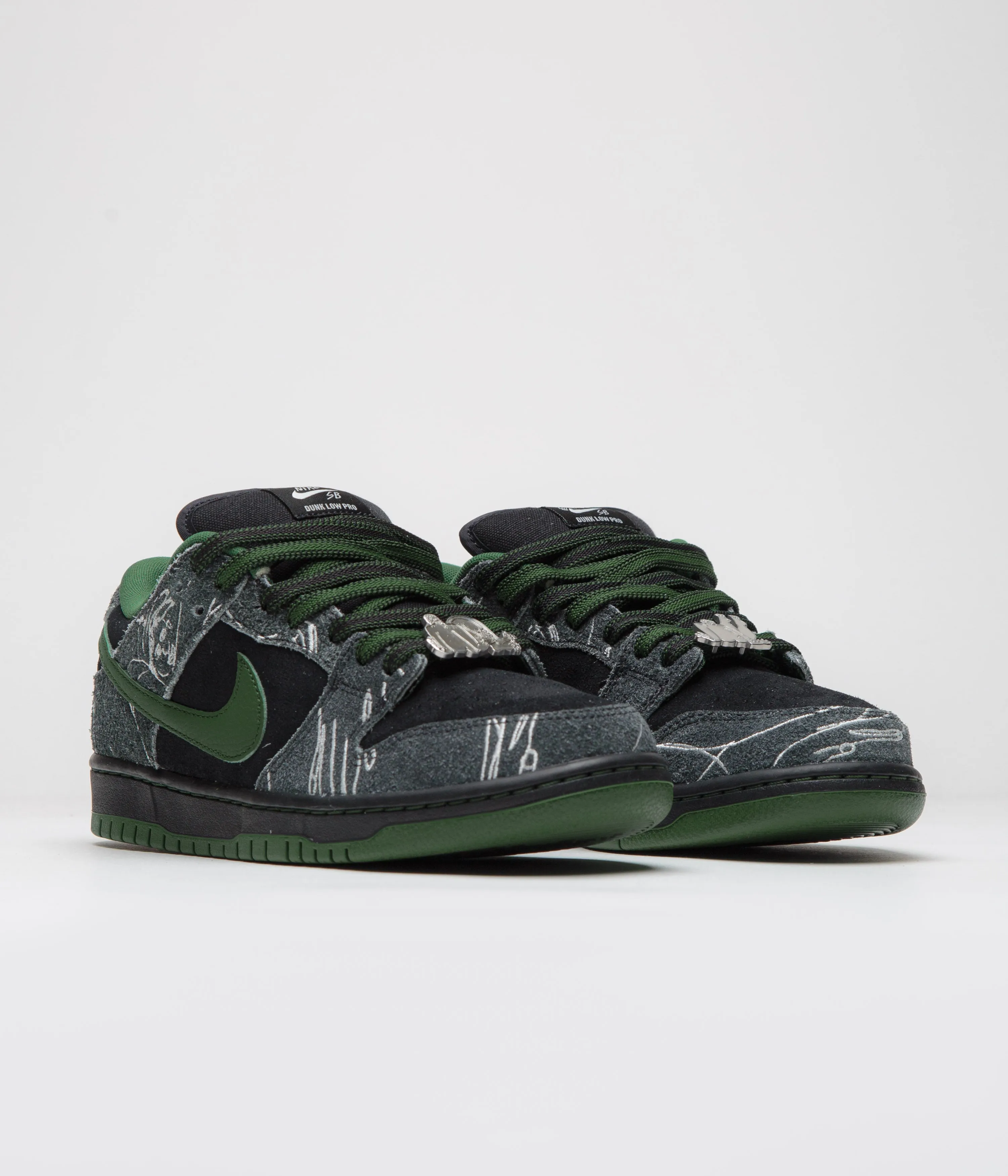 Nike SB x There Skateboards Dunk Low Shoes - Black / Gorge Green - Summit White