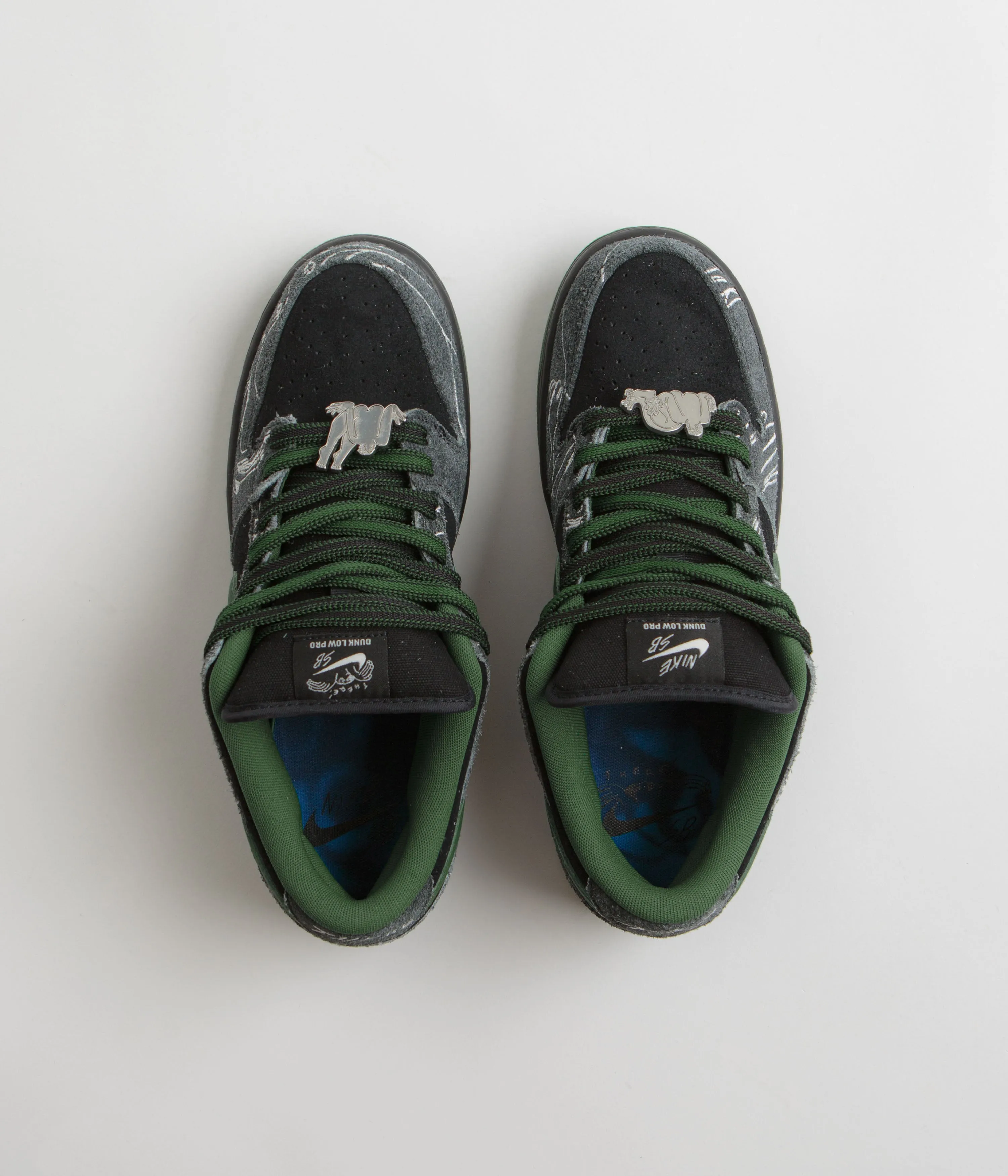 Nike SB x There Skateboards Dunk Low Shoes - Black / Gorge Green - Summit White