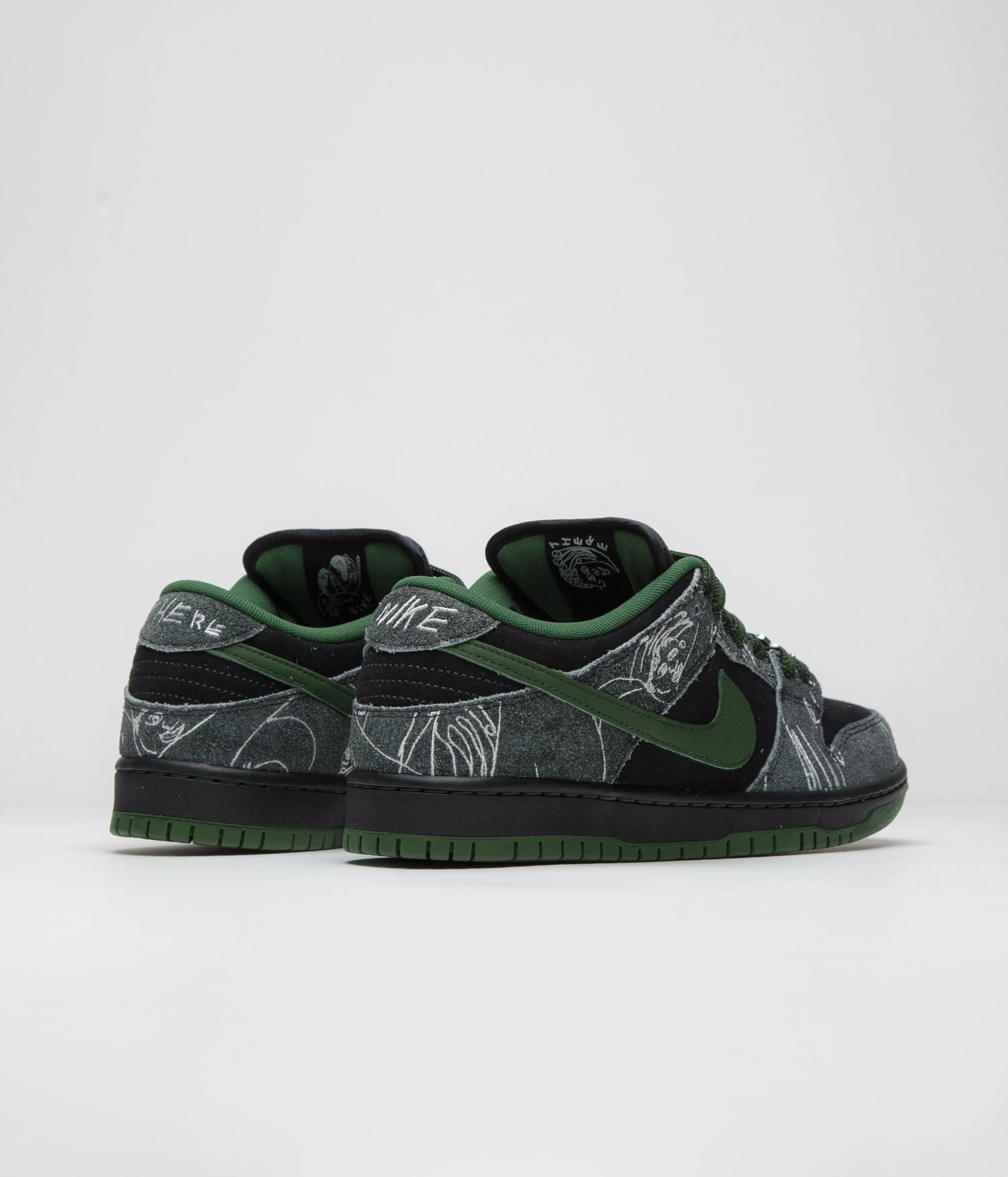 Nike SB x There Skateboards Dunk Low Shoes - Black / Gorge Green - Summit White