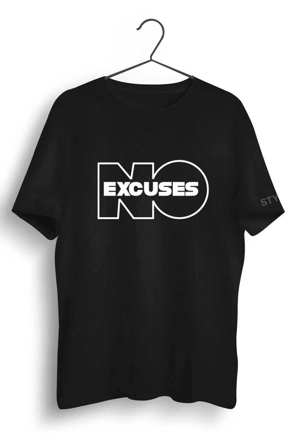 No Excuses Printed Black Dry Fit Tee