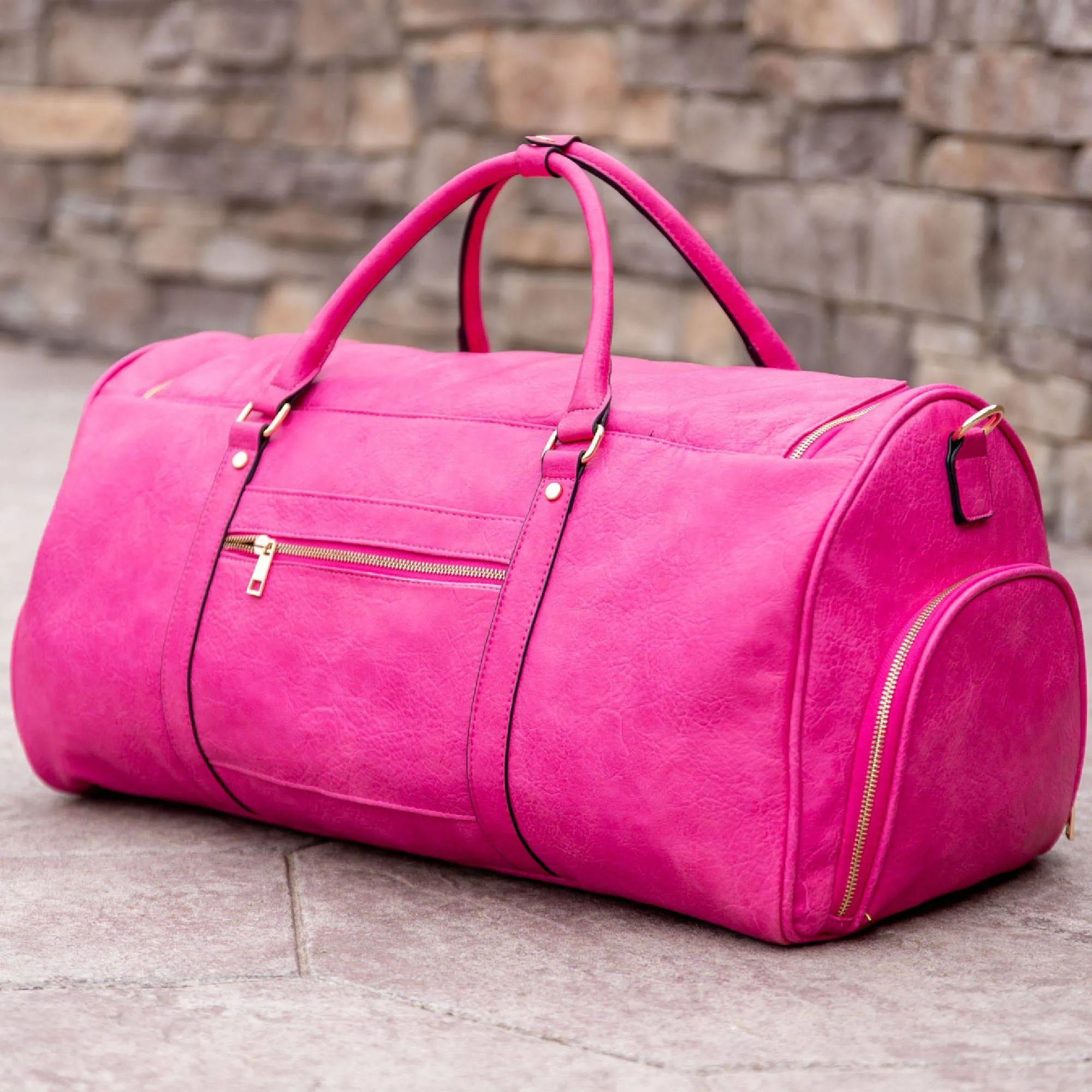 Pink Luciano Leather Duffle Bag