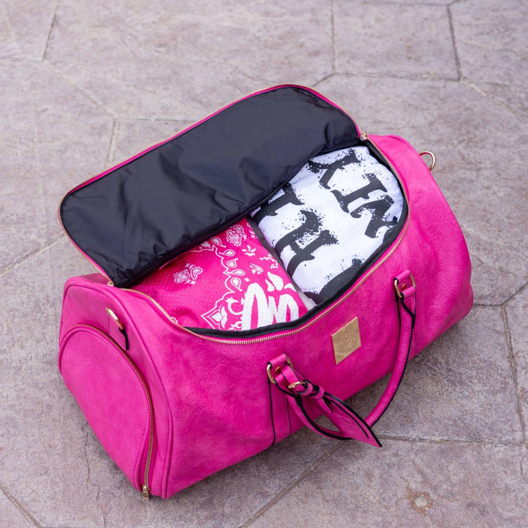 Pink Luciano Leather Duffle Bag