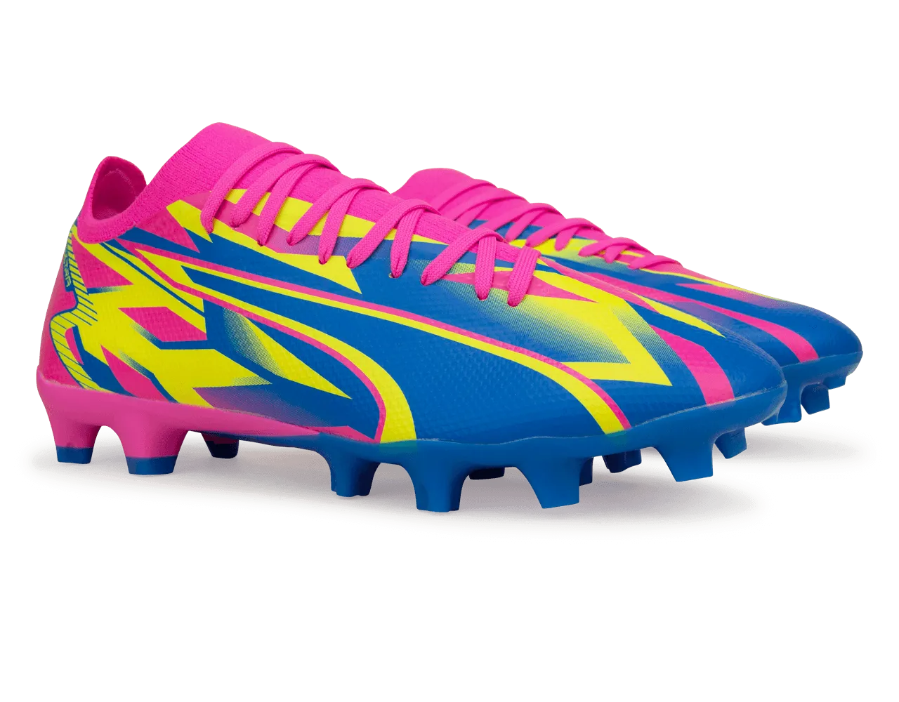 PUMA Men's Ultra Match Energy FG/AG Pink/Blue/Yellow