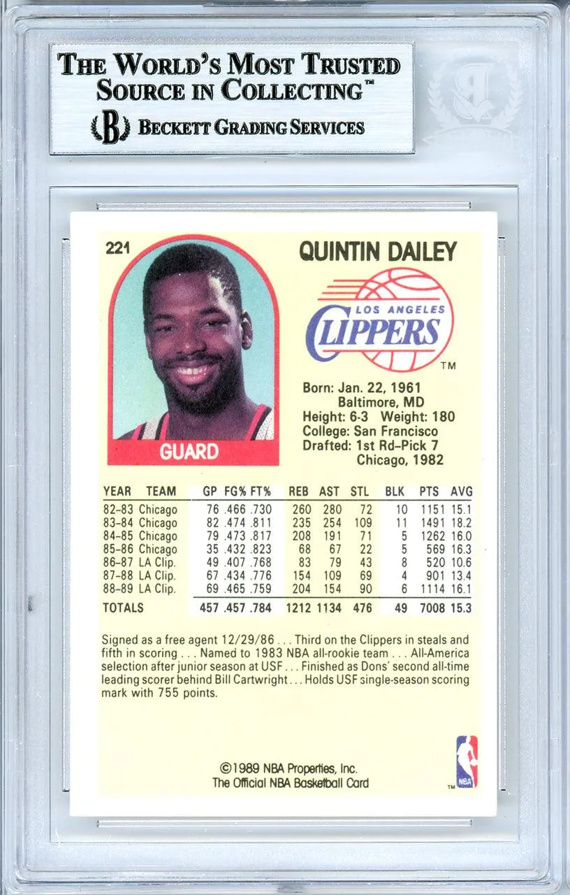 Quintin Dailey Autographed 1989-90 Hoops Card #221 Los Angeles Clippers Beckett BAS #10739127