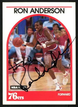 Ron Anderson Autographed 1989-90 Hoops Card #32 Philadelphia 76ers SKU #149758