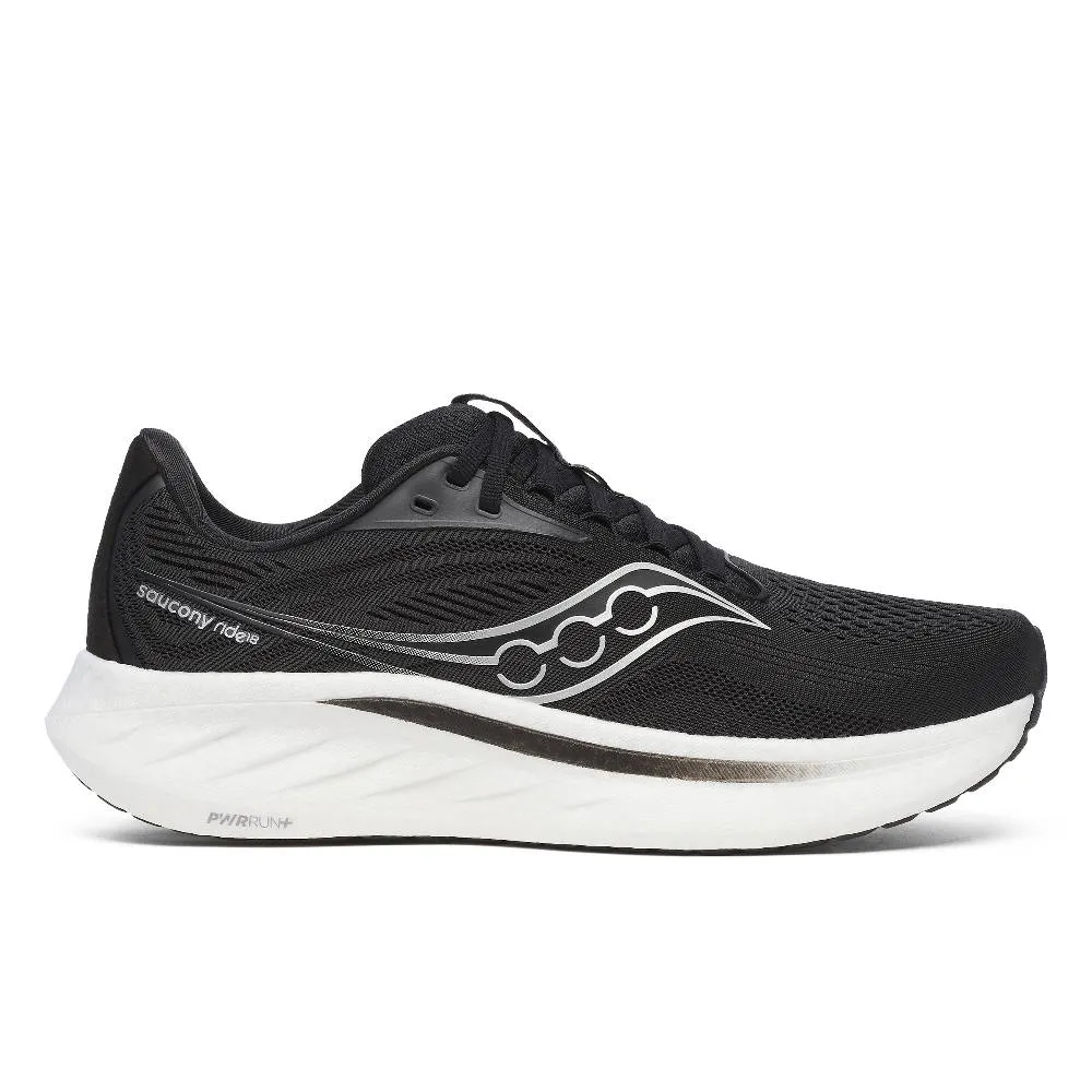 Saucony Ride 18 Wide (Womens) - Black/White