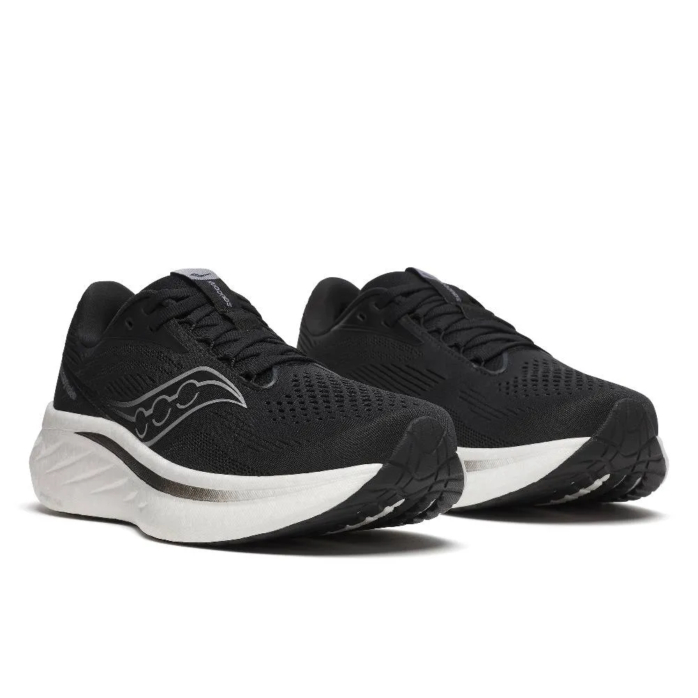 Saucony Ride 18 Wide (Womens) - Black/White