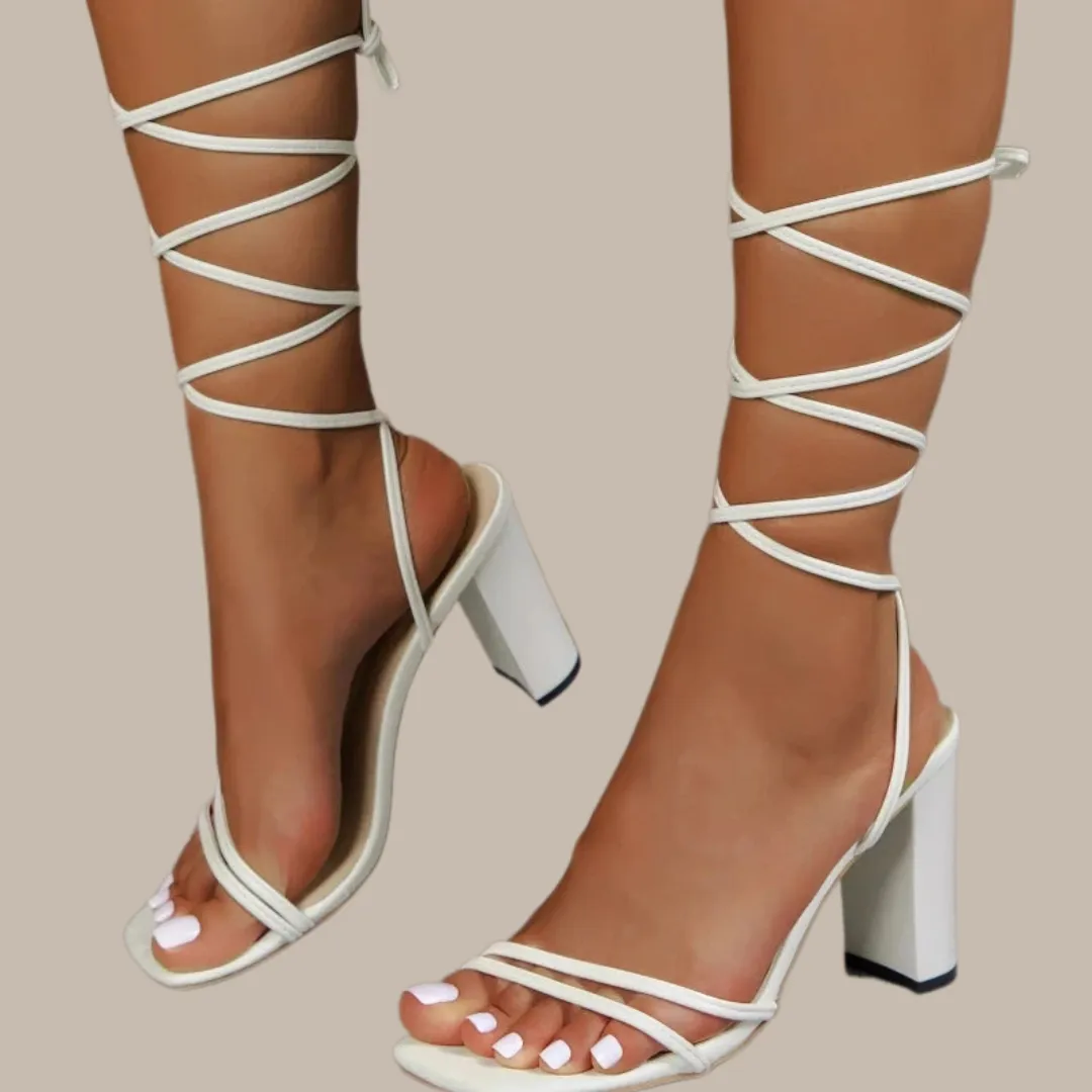 Solid Color Square Toe High Heels