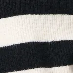 Striped Knit 1/4 Zip High Neck Pullover