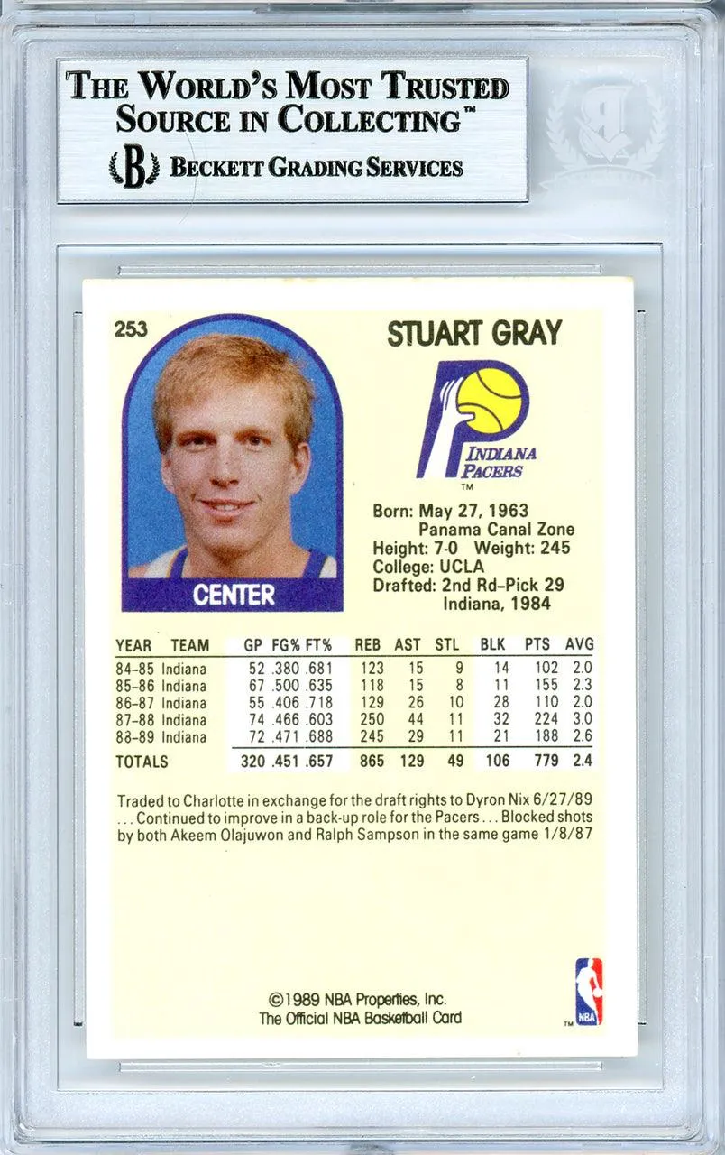 Stuart Gray Autographed 1989-90 Hoops Card #253 Indiana Pacers Beckett BAS #10739131