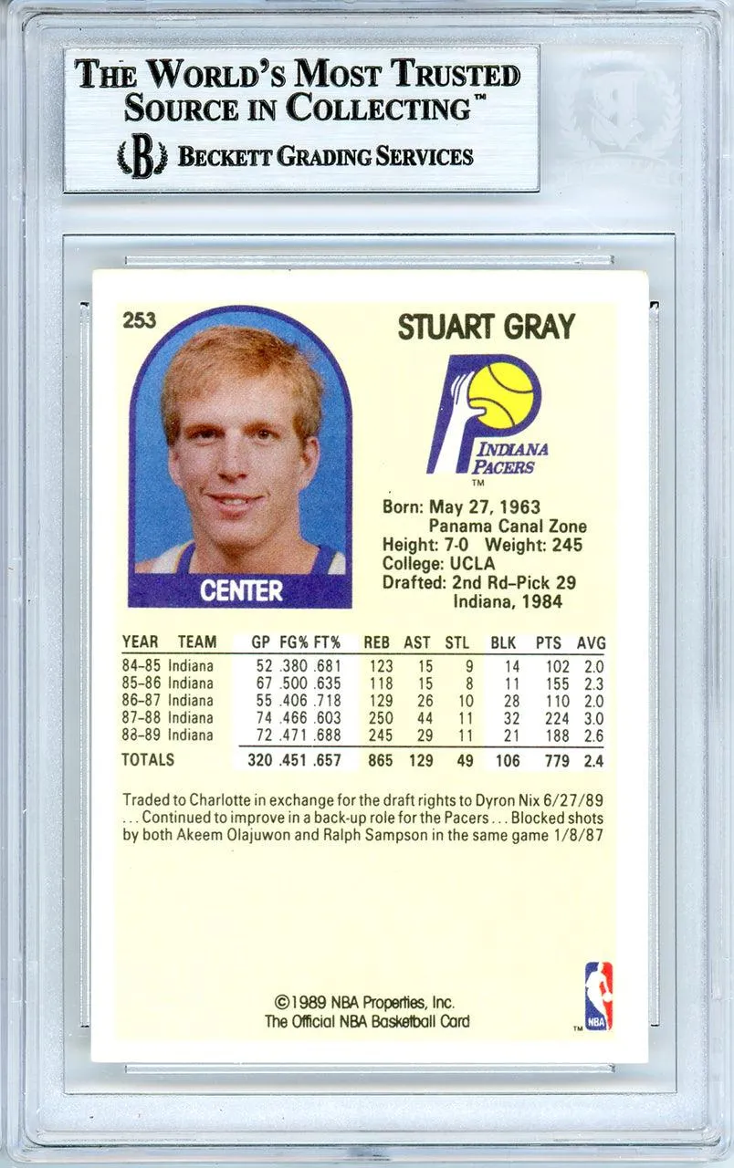 Stuart Gray Autographed 1989-90 Hoops Card #253 Indiana Pacers Beckett BAS #10739133