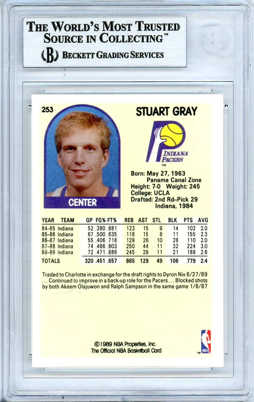 Stuart Gray Autographed 1989-90 Hoops Card #253 Indiana Pacers Beckett BAS #10739134