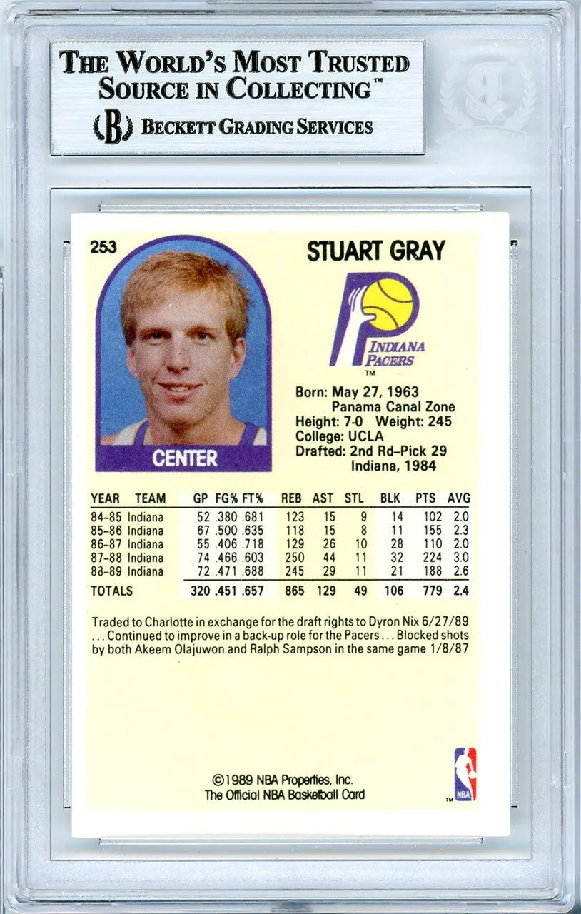 Stuart Gray Autographed 1989-90 Hoops Card #253 Indiana Pacers Beckett BAS #10739135