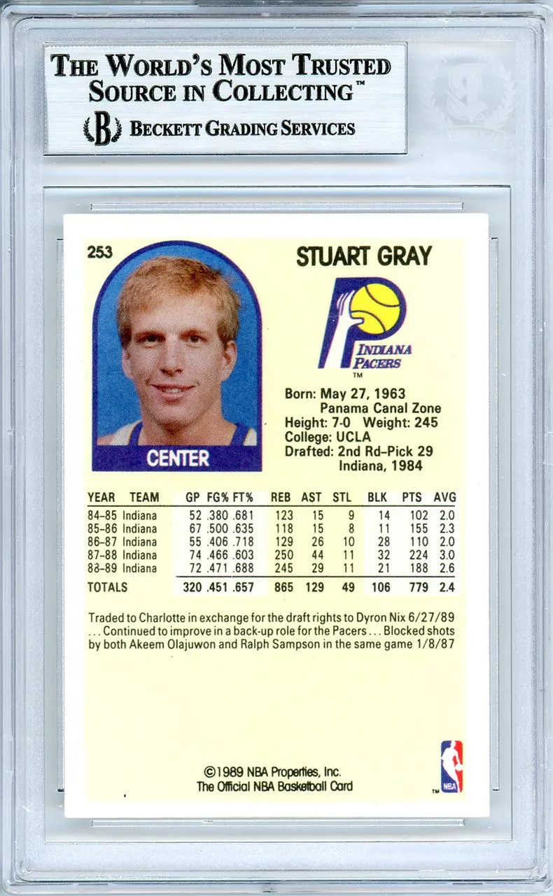 Stuart Gray Autographed 1989-90 Hoops Card #253 Indiana Pacers Beckett BAS #10739136