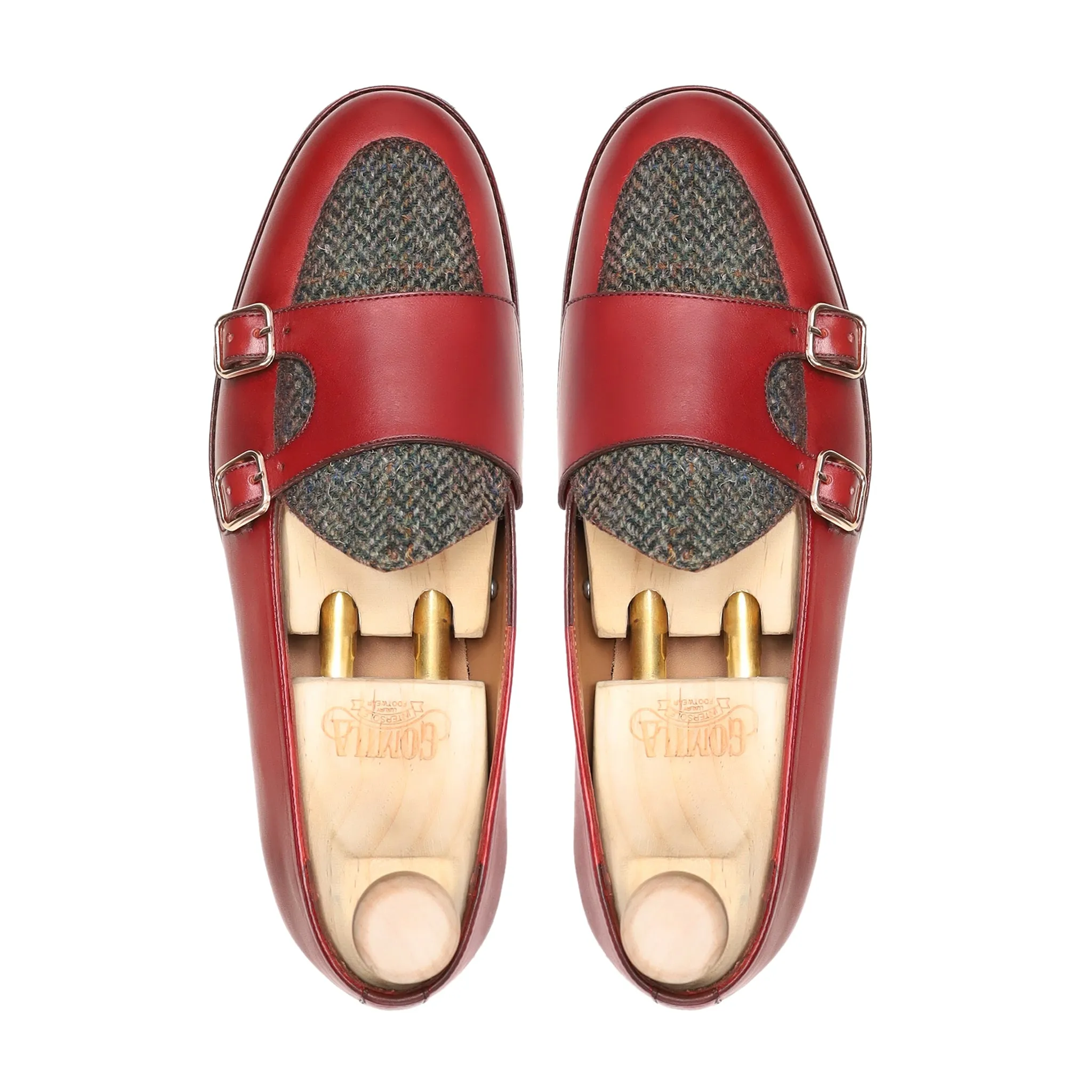 Suna - Men's Oxblood Calf Leather and Harris Tweed Loafer