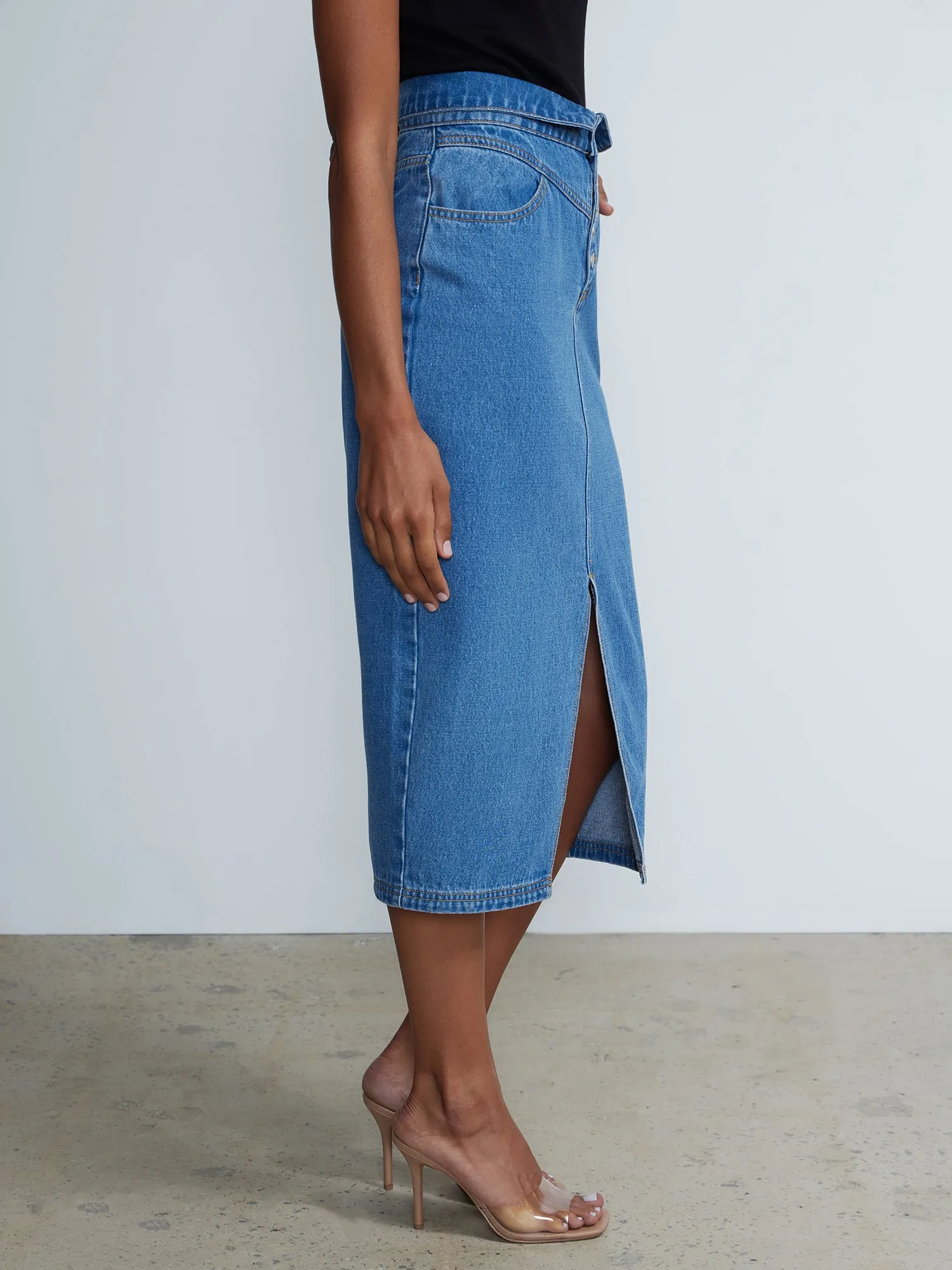 Super High Waisted Denim Skirt