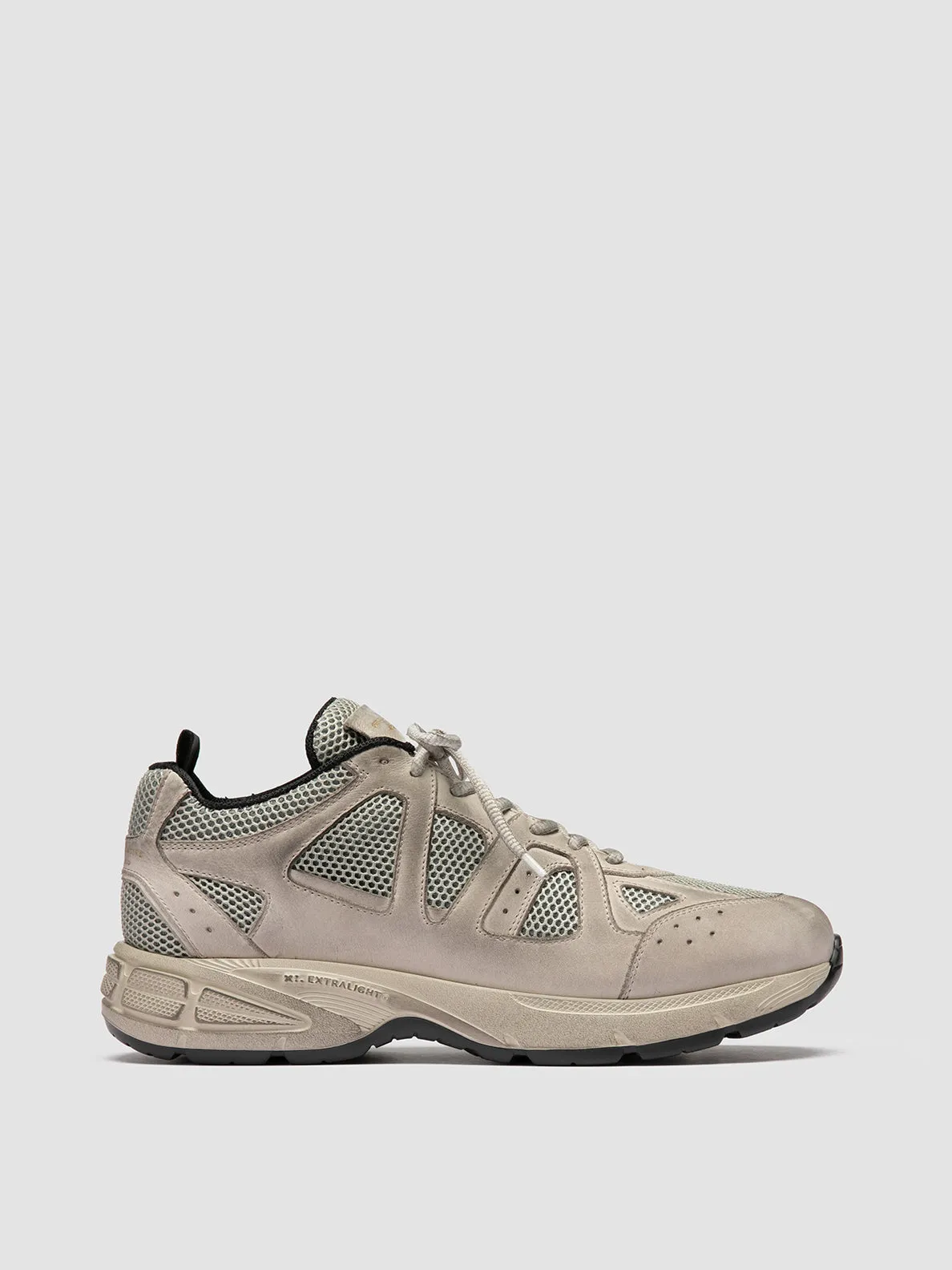 SUPURBIA 001 - Taupe Leather and Suede Low Top Sneakers