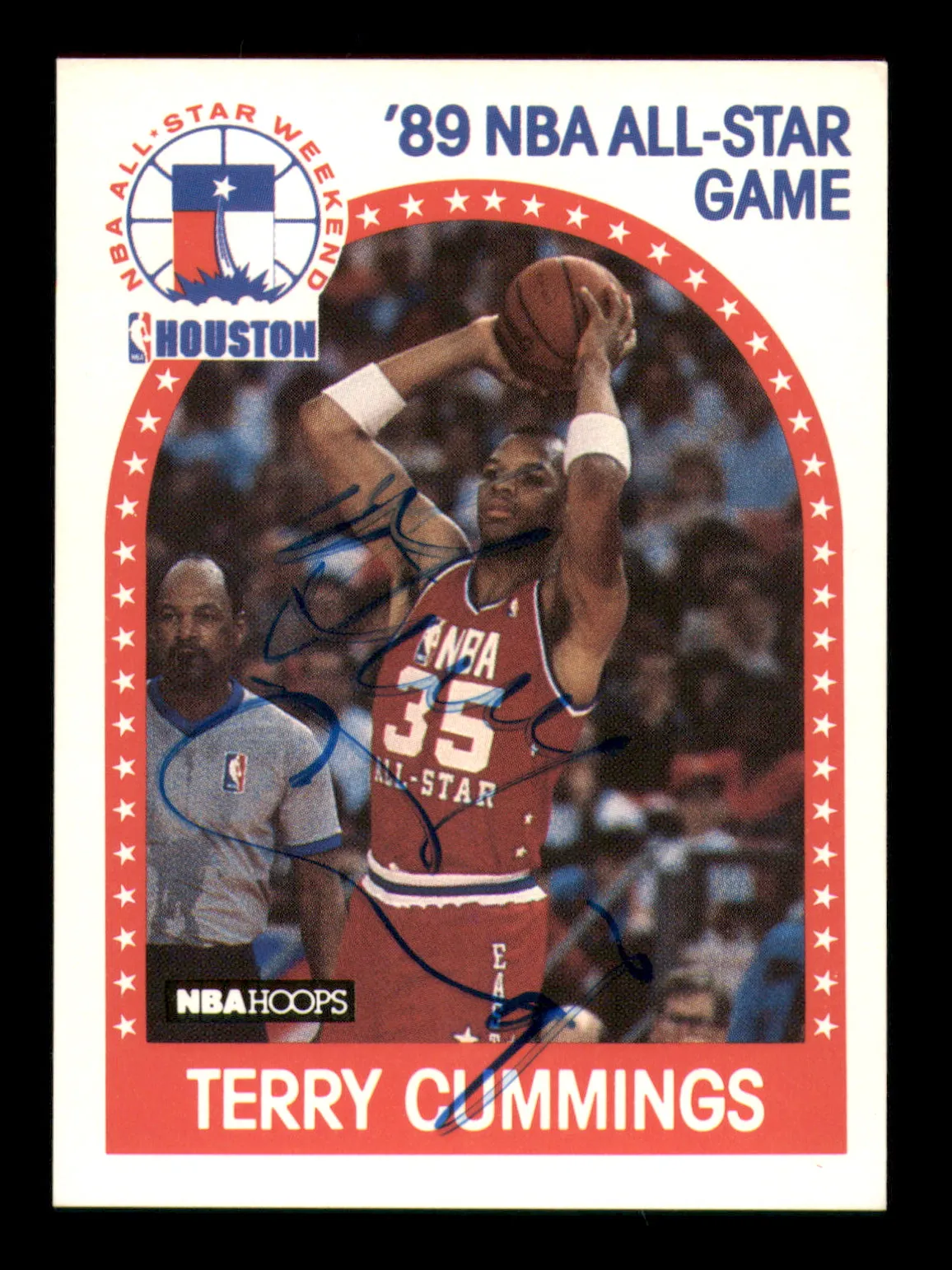 Terry Cummings Autographed 1989-90 Hoops Card #256 San Antonio Spurs SKU #219188