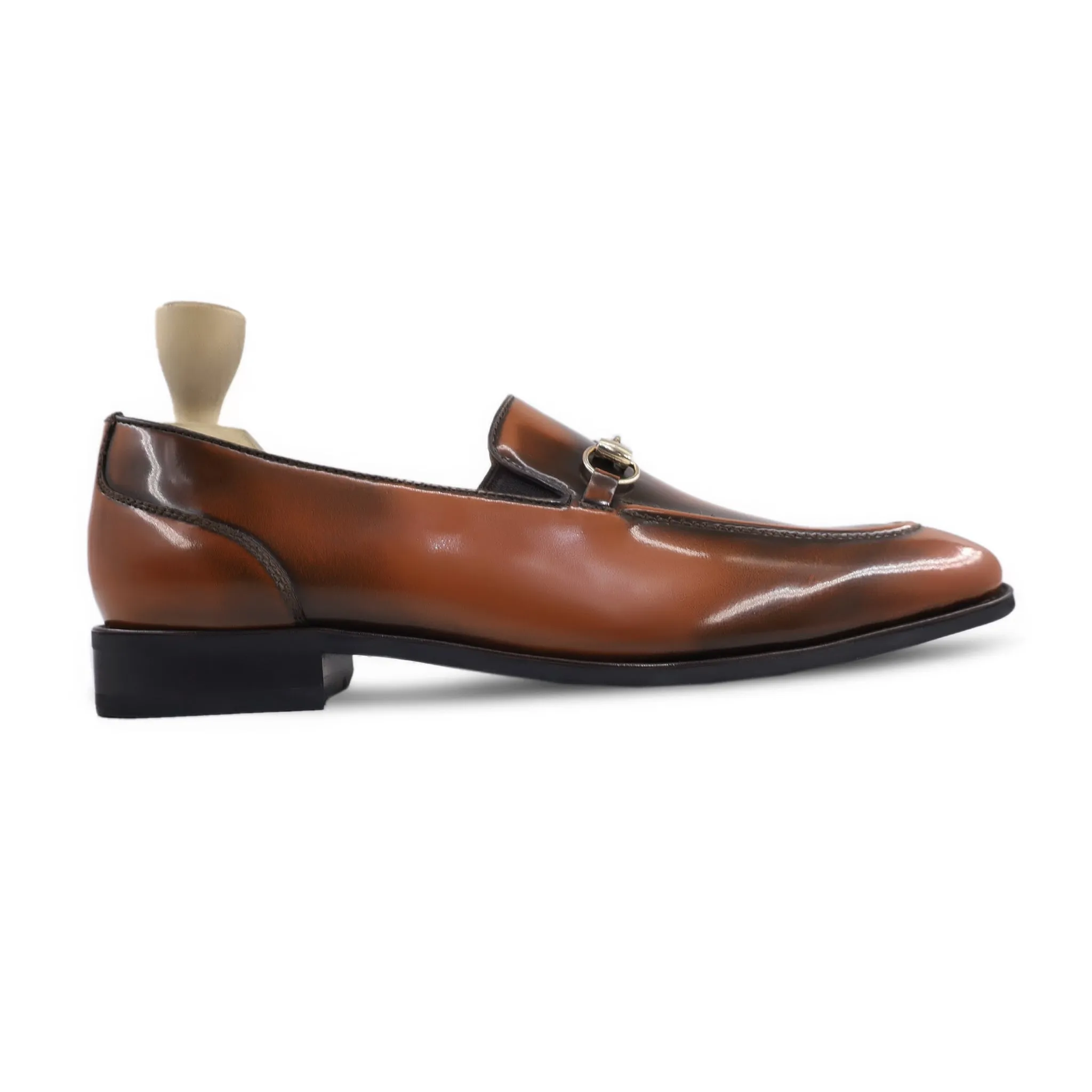 Tohiro - Men's Burnished Tan Brown Box Leather Loafer