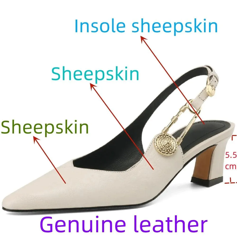 TSS56 Leather Thick Heel Sandals - Women's Casual Shoes