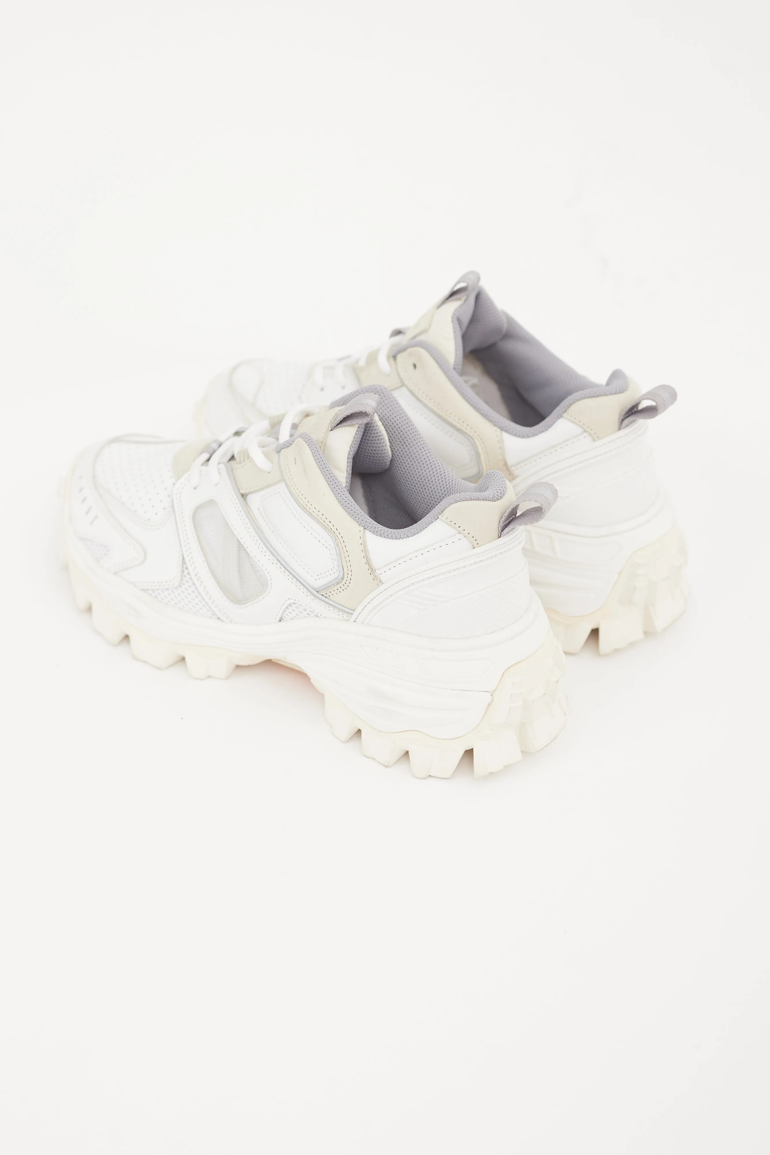 White & Beige Chunky Platform Sneaker