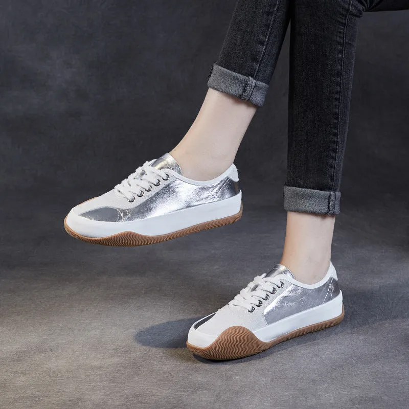 Women Minimalist Soft Leather Casual Training Sneakers