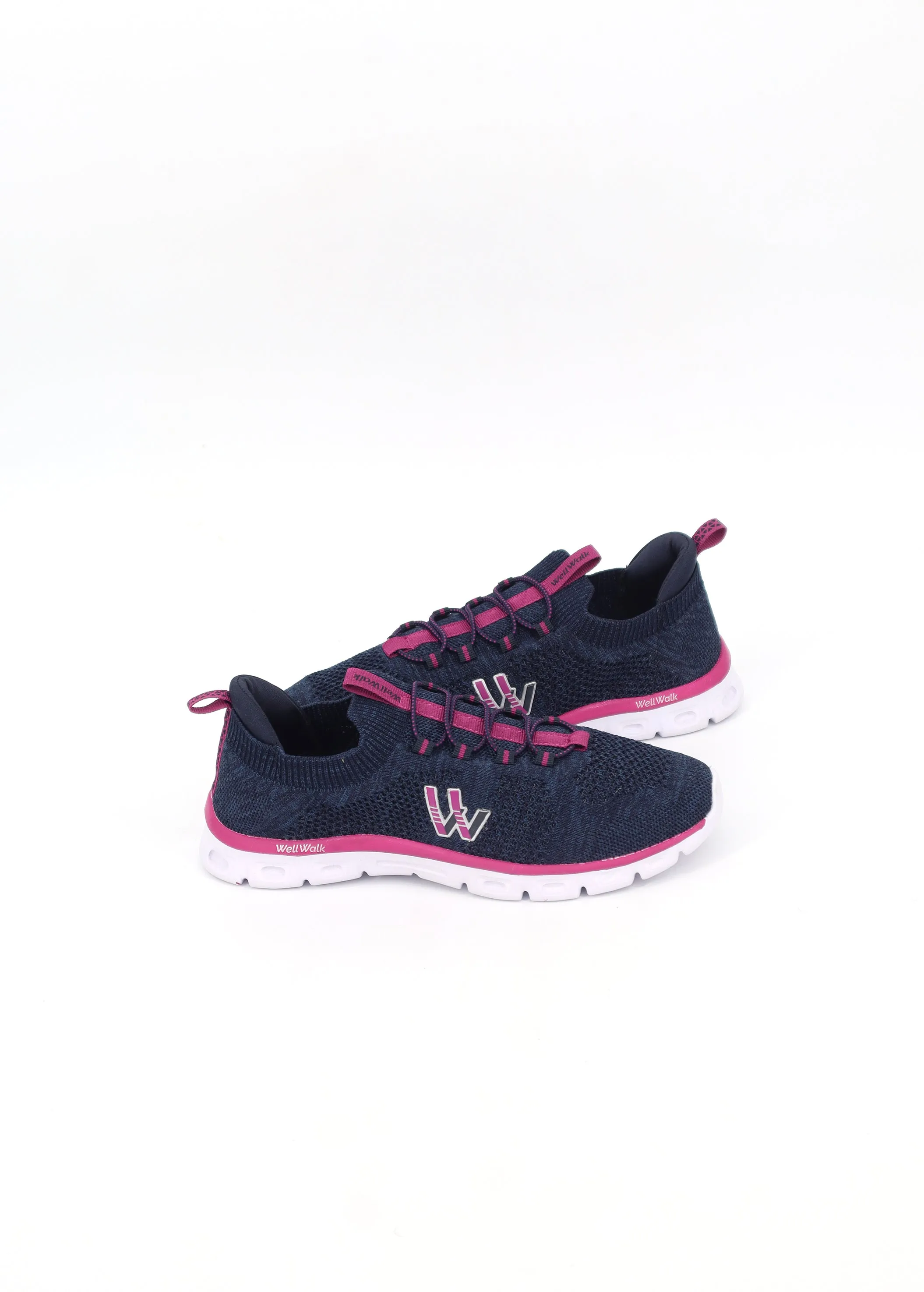 Women's Brand Logo Printed Trainers,Navy/Pink