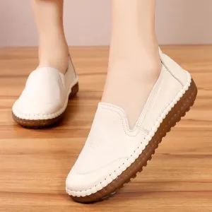 Women's Casual Shoes Leather Handmade Flats AH8992