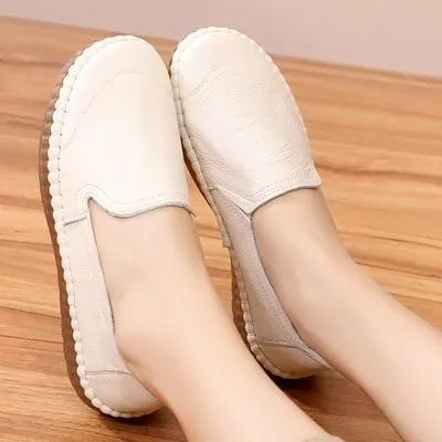 Women's Casual Shoes Leather Handmade Flats AH8992