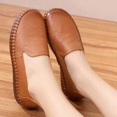 Women's Casual Shoes Leather Handmade Flats AH8992