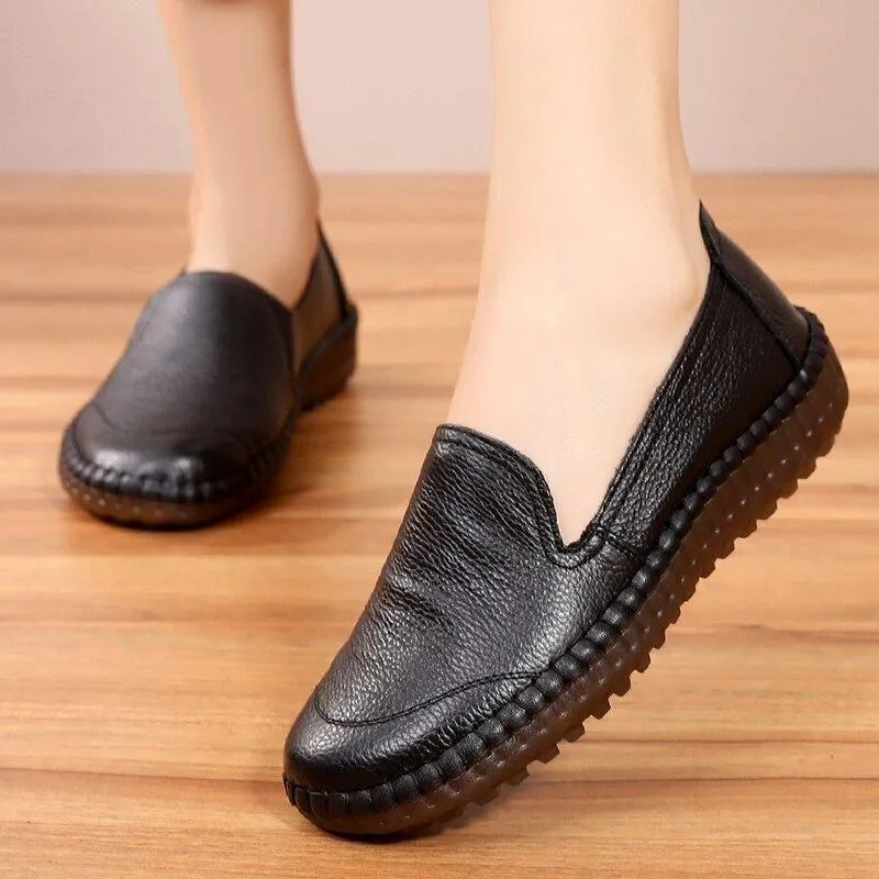 Women's Casual Shoes Leather Handmade Flats AH8992