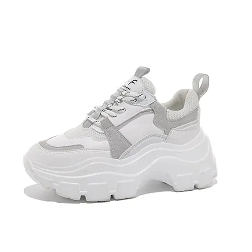 Women's Chunky Sneakers Thick Bottom Platform Vulcanize Shoes Fashion Breathable Casual Running Shoe for Woman Female