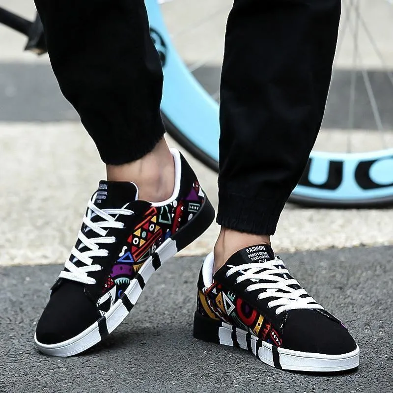 Women's Men's Unisex Casual Shoes Black White Vulcanized Flat Sneakers