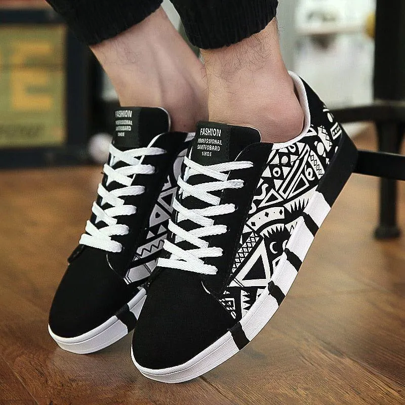 Women's Men's Unisex Casual Shoes Black White Vulcanized Flat Sneakers