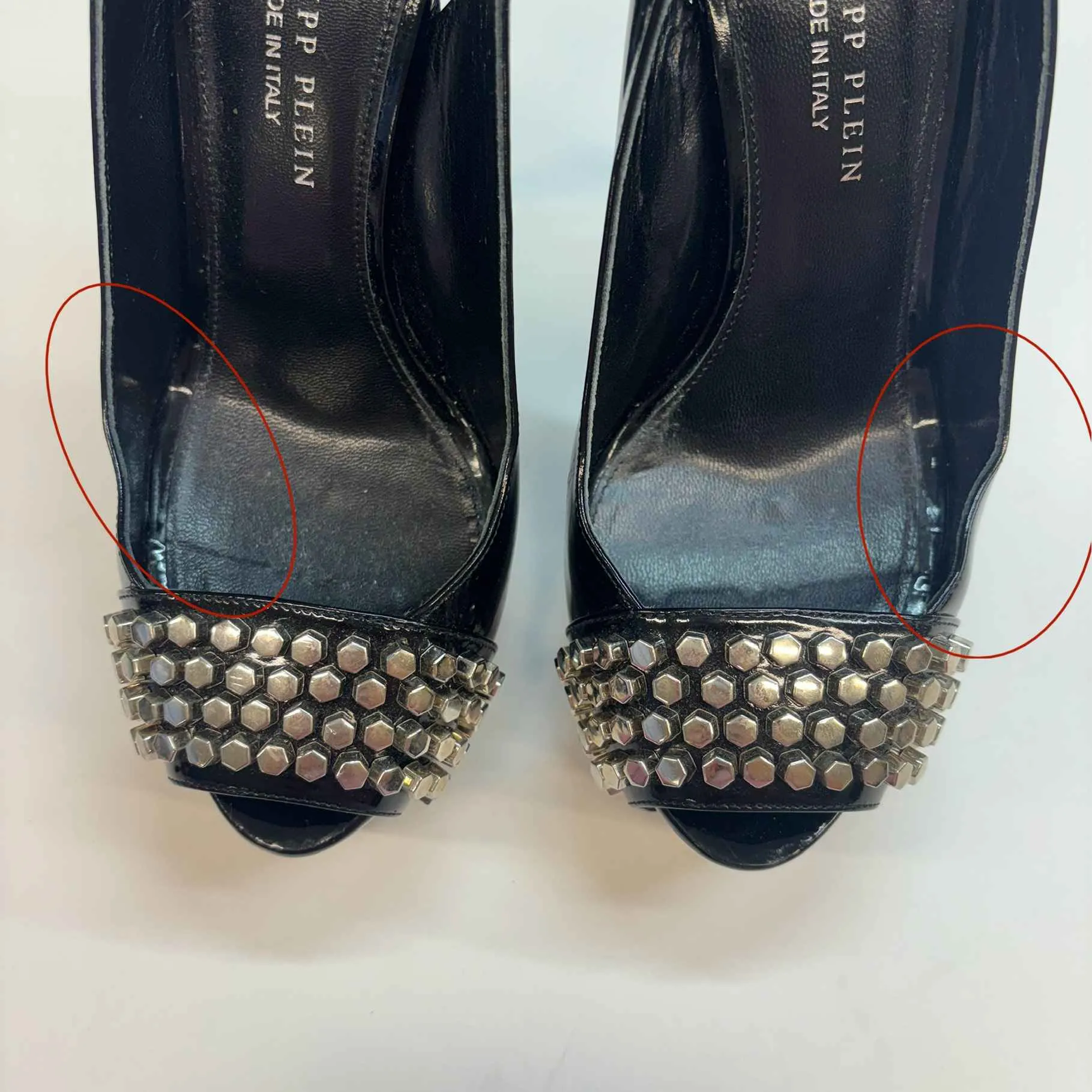 Women's Peep Toe Stud Heels Black Size EU 37 / UK 4