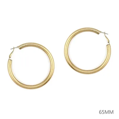 Worn Gold 2.5" Tube Hoop Earring