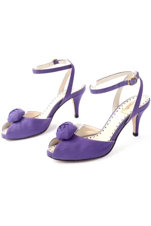 Yves Saint Laurent Purple Ankle Strap Heels With Peep Toe