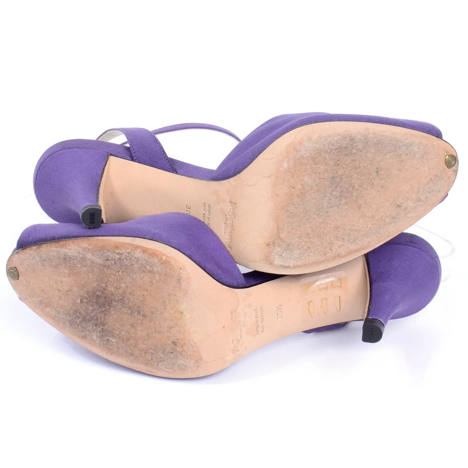 Yves Saint Laurent Purple Ankle Strap Heels With Peep Toe