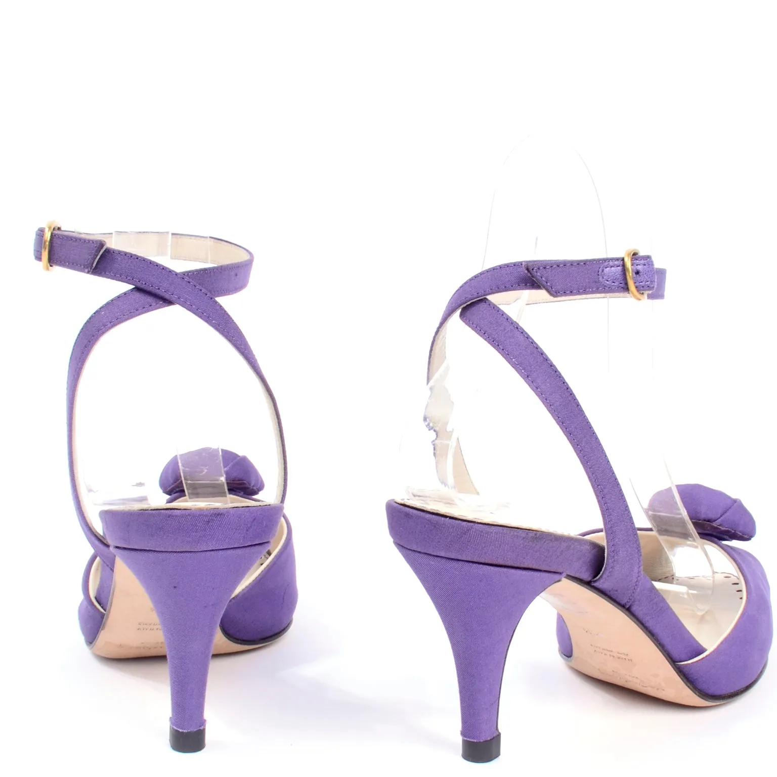 Yves Saint Laurent Purple Ankle Strap Heels With Peep Toe