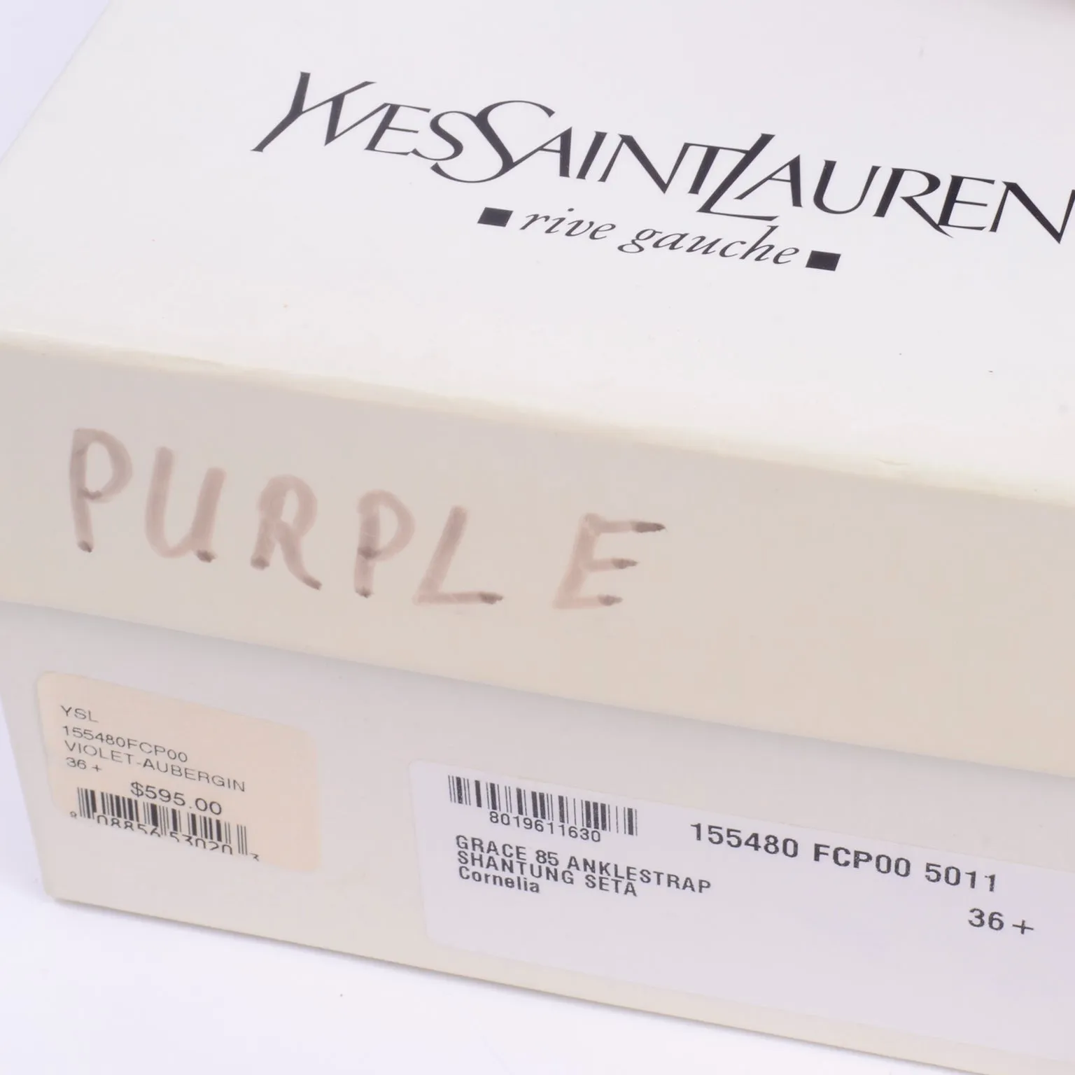 Yves Saint Laurent Purple Ankle Strap Heels With Peep Toe