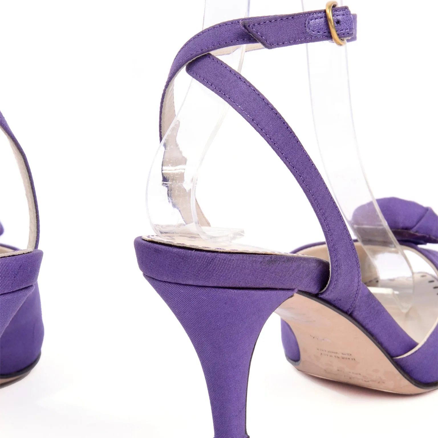 Yves Saint Laurent Purple Ankle Strap Heels With Peep Toe